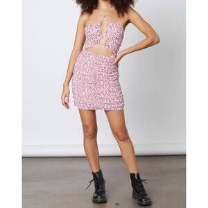 NEW SANITY STYLE faye print halter dress in berry